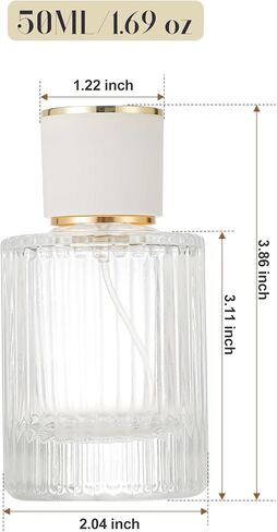 عبوة واحدة من زجاجات رذاذ العطور الفارغة، زجاجة رذاذ زجاجية مضلعة سعة 50 مل للرجال والنساء، رذاذ عطر قابل لإعادة الملء أثناء السفر لموزع العينات وديكور المنزل، غطاء أبيض in Kuwait