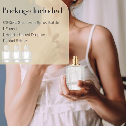 عبوة واحدة من زجاجات رذاذ العطور الفارغة، زجاجة رذاذ زجاجية مضلعة سعة 50 مل للرجال والنساء، رذاذ عطر قابل لإعادة الملء أثناء السفر لموزع العينات وديكور المنزل، غطاء أبيض in Kuwait