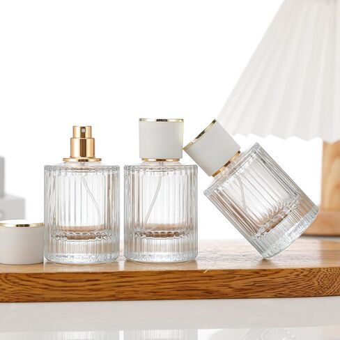 عبوة واحدة من زجاجات رذاذ العطور الفارغة، زجاجة رذاذ زجاجية مضلعة سعة 50 مل للرجال والنساء، رذاذ عطر قابل لإعادة الملء أثناء السفر لموزع العينات وديكور المنزل، غطاء أبيض in Kuwait