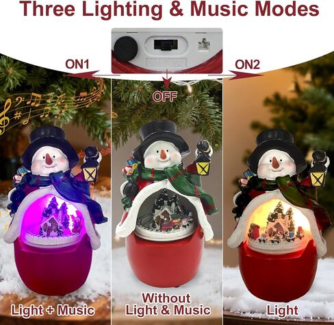 Animated Snowman Christmas Village (LED Lighted Snowman) (Rotating Train & Music) (Christmas Decoration) Resin Snowman Figurines Home Decor Gift (7.1" H x 4.5" W x 3.9" D) in Saudi Arabia