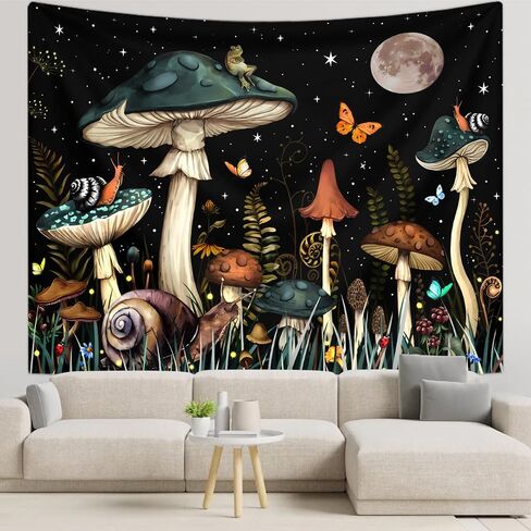 Enchanting 150x130CM Tapestries - Mushroom & Moon Themed, Nature-Inspired Polyester Wall Art for Any Space in Saudi Arabia