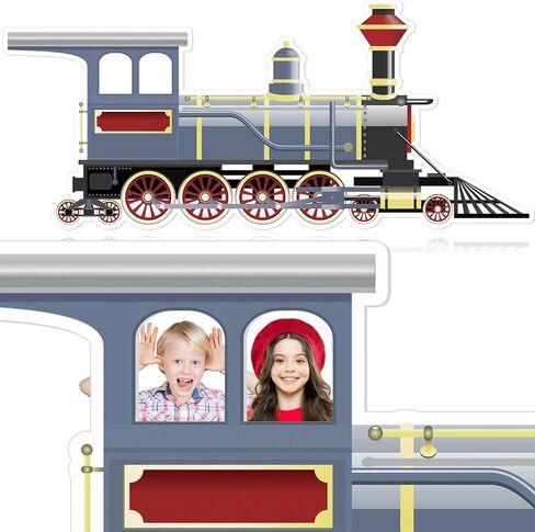 7.33 ft Christmas Gift Train Cardboard Cutout Stand-up Life Size Cardboard Cutout Standup Blue Christmas Train Party Decorations Photo Prop Backdrop for Xmas Party Decoration in Saudi Arabia
