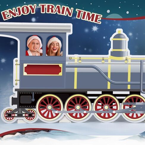 7.33 ft Christmas Gift Train Cardboard Cutout Stand-up Life Size Cardboard Cutout Standup Blue Christmas Train Party Decorations Photo Prop Backdrop for Xmas Party Decoration in Saudi Arabia