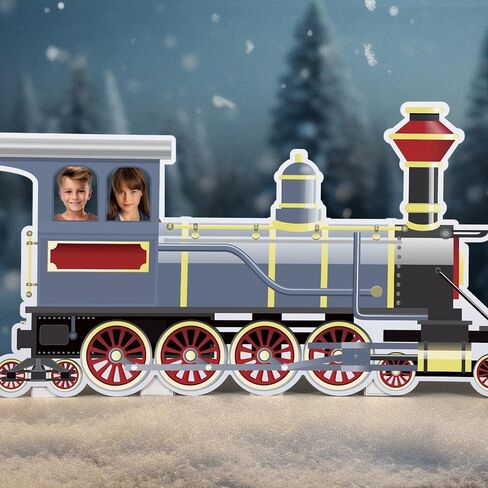7.33 ft Christmas Gift Train Cardboard Cutout Stand-up Life Size Cardboard Cutout Standup Blue Christmas Train Party Decorations Photo Prop Backdrop for Xmas Party Decoration in Saudi Arabia