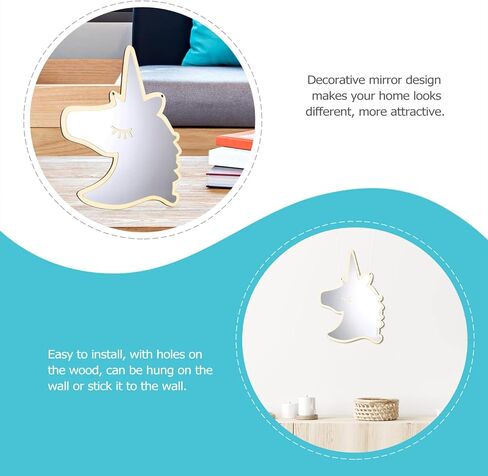 DECHOUS Acrylic Mirror Wall Sticker Shatterproof Unicorn Shape Boys and Girls Room Decor in Saudi Arabia