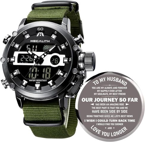 Megalith Mens الساعات العسكرية الرقمية العسكرية العسكرية العسكرية التكتيكية متعددة الوظائف LED HUSTER LED WATCGED WATCH FOR in Saudi Arabia