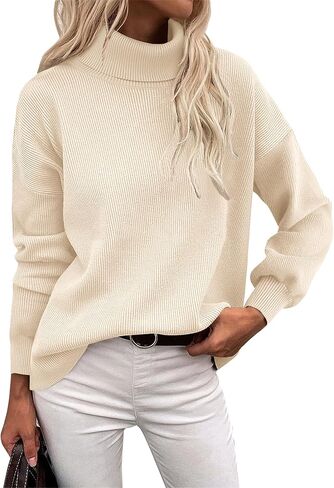 Zeagoo Women's Turtleneck Sweater 2025 Fall Winter Chunky Knit Sweaters Casual Side Slit Pullover Jumper Top in Saudi Arabia