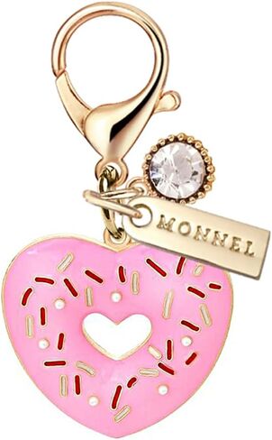 MC500 Love Heart Donut Lobster Clasp Charm for Women with Velvet Bag (Pink,1 Piece) in Saudi Arabia
