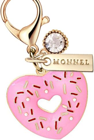 MC500 Love Heart Donut Lobster Clasp Charm for Women with Velvet Bag (Pink,1 Piece) in Saudi Arabia