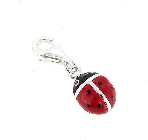 Sterling Silver Ladybug Enamel European Style Clasp Charm in Saudi Arabia