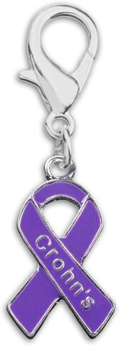Purple Ribbon Hanging Charms in Heart and Ribbon-Shaped for Alzheimer's, Crohn's Disease, Lupus, Fibromyalgia and Pancreatic Cancer Awareness - Perfect for Bracelets, Purses, Zipper Pull, Dog & Cat’s Collar, Support Groups, Fundraisers and More! in Saudi Arabia