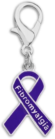 Purple Ribbon Hanging Charms in Heart and Ribbon-Shaped for Alzheimer's, Crohn's Disease, Lupus, Fibromyalgia and Pancreatic Cancer Awareness - Perfect for Bracelets, Purses, Zipper Pull, Dog & Cat’s Collar, Support Groups, Fundraisers and More! in Saudi Arabia
