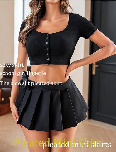 Avidlove Women Sexy Pleated Mini Skirt Role Play Solid Lingerie Skirts in Saudi Arabia