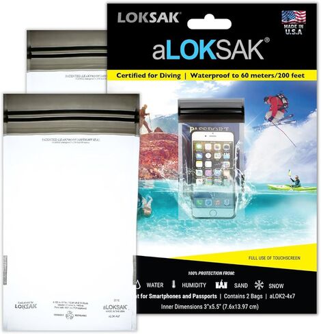LOKSAK - aLOKSAK Waterproof Cellphone Dry Bags - Airtight Underwater Phone Pouch - Touch Screen Compatible - Diving Certified (2-Pack - 3in x 6in) in Saudi Arabia
