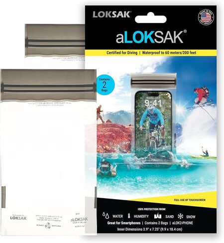 LOKSAK - aLOKSAK Waterproof Cellphone Dry Bags - Airtight Underwater Phone Pouch - Touch Screen Compatible - Diving Certified (2-Pack - 3in x 6in) in Saudi Arabia