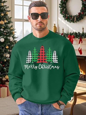Christmas Sweatshirts for Men Jolly Crewneck Sweater Xmas Long Sleeve Pullover Top Mens in Saudi Arabia