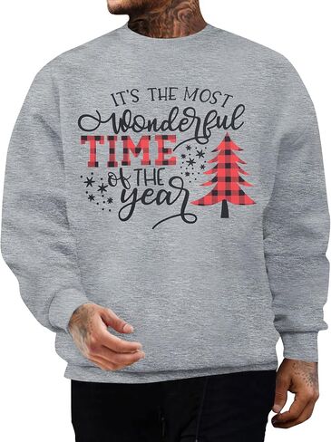 Christmas Sweatshirts for Men Jolly Crewneck Sweater Xmas Long Sleeve Pullover Top Mens in Saudi Arabia
