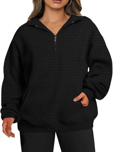Plus Size Sweatshirts For Women Half Zip Long Sleeve Casual Fall Pockets Pullover Oversized Drop Shoulder Top in Saudi Arabia