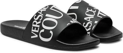 Versace Jeans Couture Mens Black Signature Logo Pool Slide in Saudi Arabia