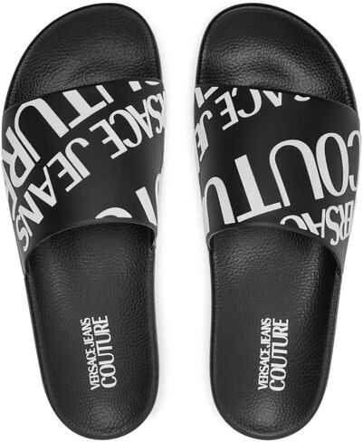 Versace Jeans Couture Mens Black Signature Logo Pool Slide in Saudi Arabia