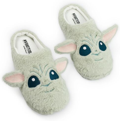 STAR WARS Grogu Adults Green Mule Slippers | 3D Ears Fluffy Home Wear for Movie Fans Character Footwear Merch in Saudi Arabia