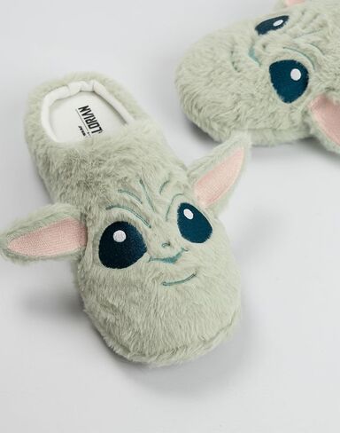 STAR WARS Grogu Adults Green Mule Slippers | 3D Ears Fluffy Home Wear for Movie Fans Character Footwear Merch in Saudi Arabia