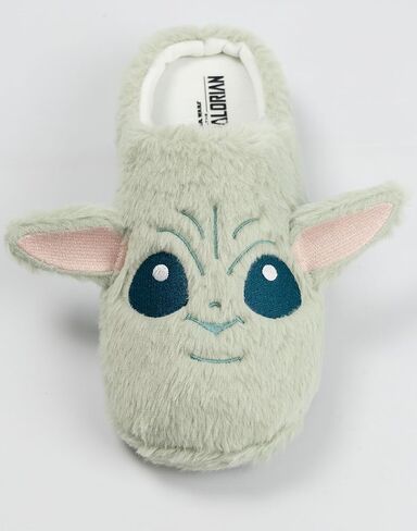 STAR WARS Grogu Adults Green Mule Slippers | 3D Ears Fluffy Home Wear for Movie Fans Character Footwear Merch in Saudi Arabia