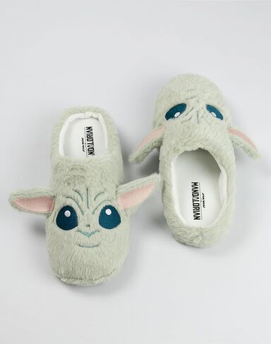 STAR WARS Grogu Adults Green Mule Slippers | 3D Ears Fluffy Home Wear for Movie Fans Character Footwear Merch in Saudi Arabia