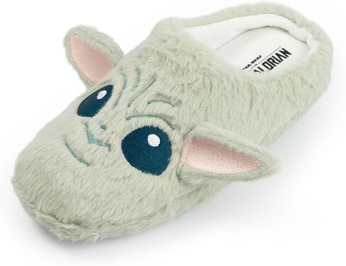 STAR WARS Grogu Adults Green Mule Slippers | 3D Ears Fluffy Home Wear for Movie Fans Character Footwear Merch in Saudi Arabia