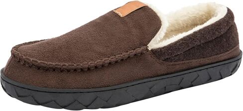Josaywin Men's Cozy Moccasin Slippers with Memory Foam - Rubber Sole with Multi-Directional Grip Indoor/Outdoor House Shoes Size 7-16 in Saudi Arabia