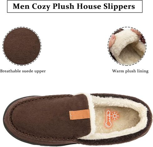 Josaywin Men's Cozy Moccasin Slippers with Memory Foam - Rubber Sole with Multi-Directional Grip Indoor/Outdoor House Shoes Size 7-16 in Saudi Arabia