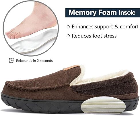 Josaywin Men's Cozy Moccasin Slippers with Memory Foam - Rubber Sole with Multi-Directional Grip Indoor/Outdoor House Shoes Size 7-16 in Saudi Arabia