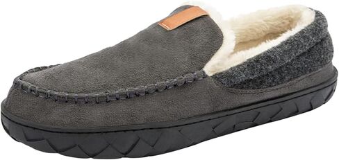 Josaywin Men's Cozy Moccasin Slippers with Memory Foam - Rubber Sole with Multi-Directional Grip Indoor/Outdoor House Shoes Size 7-16 in Saudi Arabia