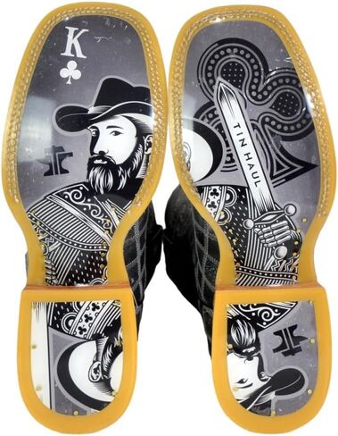 Tin Haul Men's King of Clubs Western Boot Broad Square Toe - 14-020-0077-0510 MU 12 D(M) US Multi in Saudi Arabia