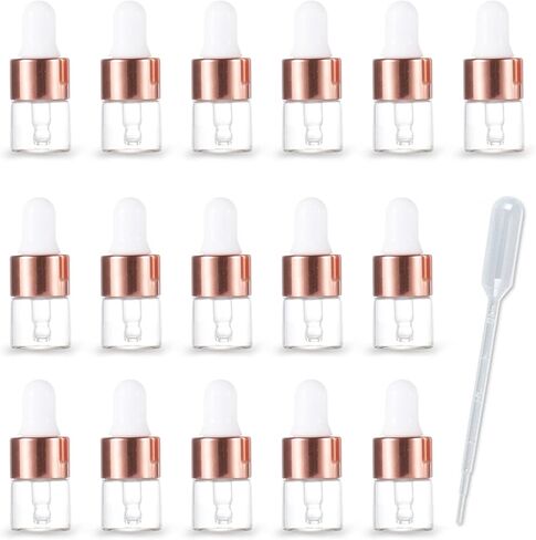 20Pack Set 1ML Glass Bottles with Glass Eye Dropper Dispenser for Sample Vial Small Essential Oil Bottle with Glass Eye Dropper, Colognes & Perfumes (Sliver-Clear) in Saudi Arabia