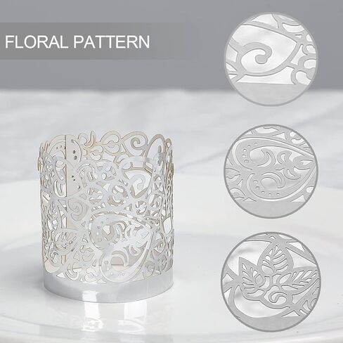 48pcs Votive Candles Holders Wraps, Silver Tea Light Candle Fairy Home Decoration (No Bottom) in Saudi Arabia