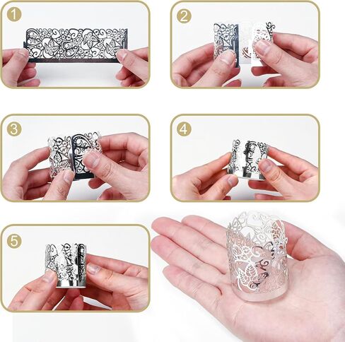 48pcs Votive Candles Holders Wraps, Silver Tea Light Candle Fairy Home Decoration (No Bottom) in Saudi Arabia