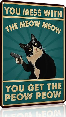 Funnysign Cat Lovers Gifts Welcome To The Bathroom A Cat Will Be with You Tin Sign for Bathroom Toilet Decor 8 X 12 Inch(3996) in Saudi Arabia