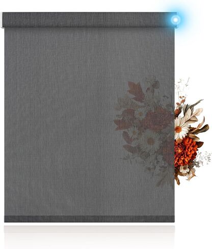 BERISSA Motorized Blinds with Remote,Blackout Smart Blinds for Windows,Linen Fabric,Remote Control,Thermal Insulated Automatic Blinds,Electric Blinds with USB/Solar Pannel.Brown in Saudi Arabia