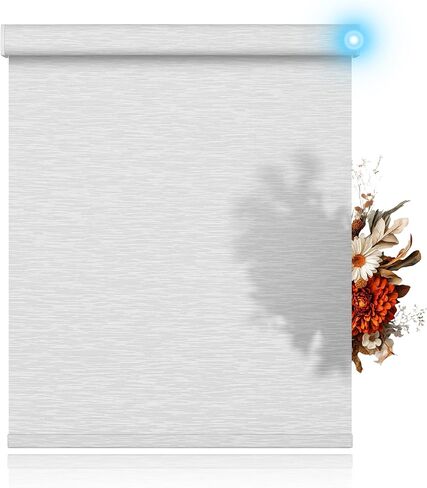 BERISSA Motorized Blinds with Remote,Blackout Smart Blinds for Windows,Linen Fabric,Remote Control,Thermal Insulated Automatic Blinds,Electric Blinds with USB/Solar Pannel.Brown in Saudi Arabia