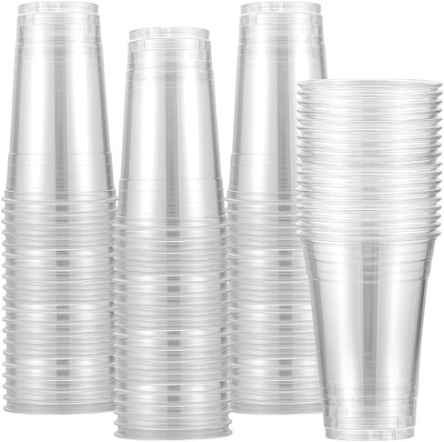 [600 Pack] 20 oz Clear Disposable Plastic Cups Bulk Disposable Clear Plastic Drinking Cups 20oz Plastic Cups Clear PET Party Cups Disposable PET Clear Plastic Cold Drinking Cups for Water Coffee ﻿ in Saudi Arabia