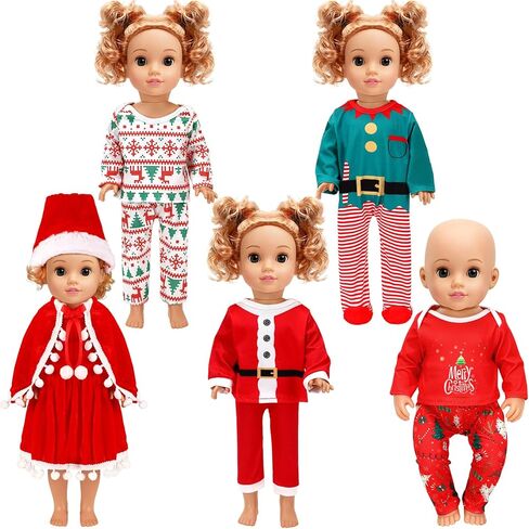 UPINS 5 Sets Baby Doll Clothes-New Born Baby Doll Accessorie and Headbands for 16-18 Inch New Born Baby Doll 10 PCs Baby Doll Clothes Dresses Outfits Pjs Jumpsuits in Kuwait