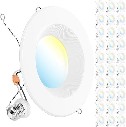Sunco 5CCT Retrofit LED Recessed Lighting 6 Inch, 2700K/3000K/3500K/4000K/5000K Selectable, Dimmable Can Lights, Smooth Trim, 13W=75W, 965LM, Damp Rated, UL-Certified 2 Pack in Saudi Arabia