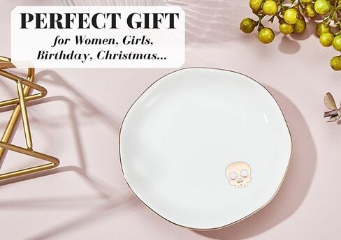 InnoBeta Skull Gifts for Women, Ceramic Jewelry Dish, Trinket Tray for Rings Earrings Necklace Keys, Decorative Plate for Birthday, Christmas, Mother's Day, 4.75" in Saudi Arabia