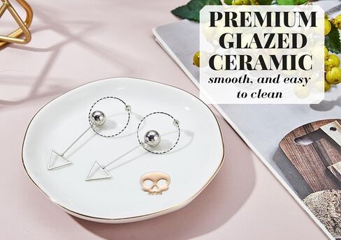 InnoBeta Skull Gifts for Women, Ceramic Jewelry Dish, Trinket Tray for Rings Earrings Necklace Keys, Decorative Plate for Birthday, Christmas, Mother's Day, 4.75" in Saudi Arabia