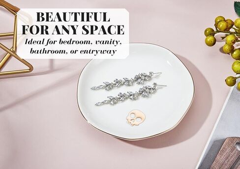 InnoBeta Skull Gifts for Women, Ceramic Jewelry Dish, Trinket Tray for Rings Earrings Necklace Keys, Decorative Plate for Birthday, Christmas, Mother's Day, 4.75" in Saudi Arabia
