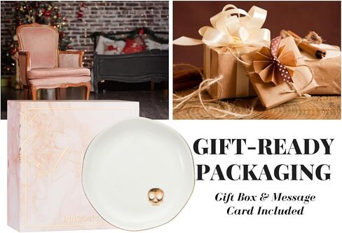 InnoBeta Skull Gifts for Women, Ceramic Jewelry Dish, Trinket Tray for Rings Earrings Necklace Keys, Decorative Plate for Birthday, Christmas, Mother's Day, 4.75" in Saudi Arabia