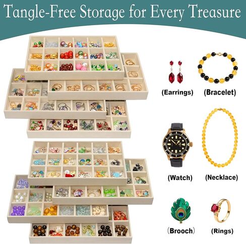 X-Large Jewelrys Tray for Drawer 8 Pack Earring Organizer Stackable Velvet Jewelry Organizer Dresser Rings Studs Earring Holder in Saudi Arabia