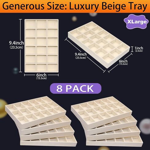 X-Large Jewelrys Tray for Drawer 8 Pack Earring Organizer Stackable Velvet Jewelry Organizer Dresser Rings Studs Earring Holder in Saudi Arabia