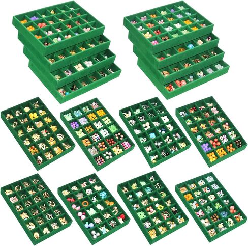 X-Large Jewelrys Tray for Drawer 8 Pack Earring Organizer Stackable Velvet Jewelry Organizer Dresser Rings Studs Earring Holder in Saudi Arabia